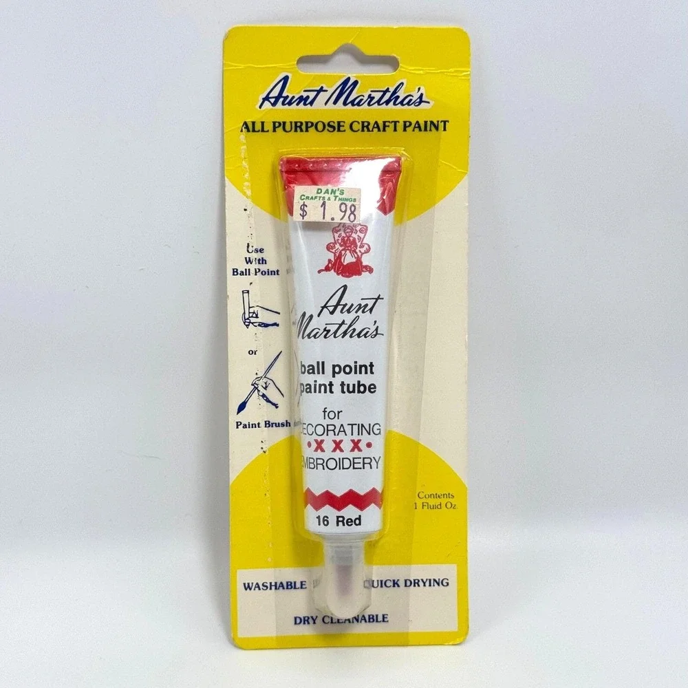 Aunt Martha's Ball Point Paint Tube Red 1‎ oz All-Purpose Fabric Craft Paint NWT